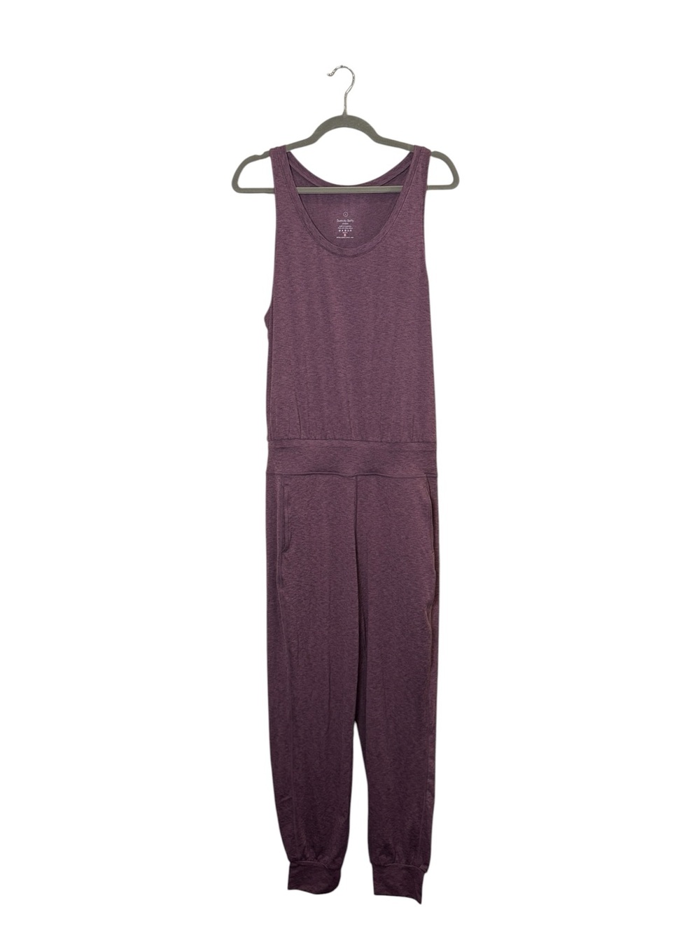 Sweaty Betty Women’s Gary Heathered Plum Athletic Racerback Jumpsuit Sz L